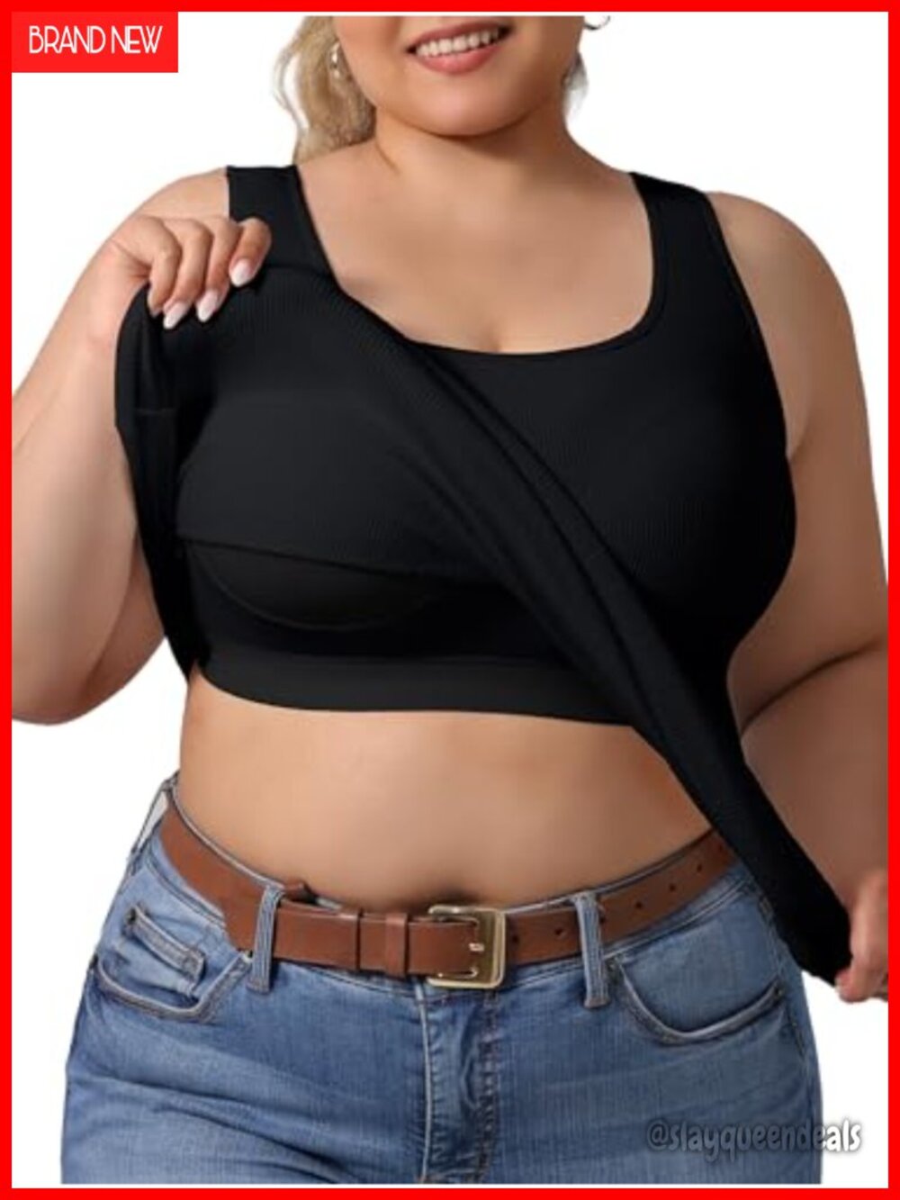 Plus Size U-Back Tank Top with Built-in Bra Padded Racerback